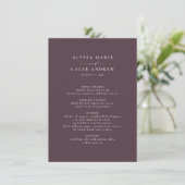 Menu Mariage de automne automne prune simple élégant (Debout devant)