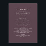 Menu Mariage de automne automne prune simple élégant<br><div class="desc">Conçu pour coordonner avec le Lea Delaveris Design automne feuilles collection mariage de l'automne,  ce menu de réception de mariage type simple et un arrière - plan de prune saison. Le texte est personnalisable,  vous permettant de lister toutes les offres de repas.</div>