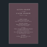 Menu Mariage de automne automne prune simple élégant<br><div class="desc">Conçu pour coordonner avec le Lea Delaveris Design automne feuilles collection mariage de l'automne,  ce menu de réception de mariage type simple et un arrière - plan de prune saison. Le texte est personnalisable,  vous permettant de lister toutes les offres de repas.</div>