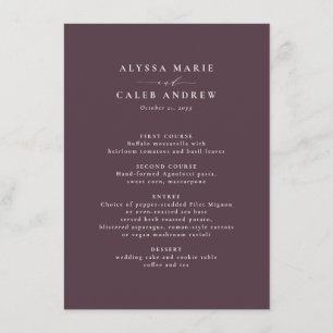 Menu Mariage de automne automne prune simple élégant
