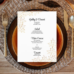 Menu Mariage de automne bordure feuille d'érable