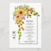 Menu Mariage de automne de tournesol, arc et monogramme (Devant)