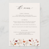Menu Mariage de automne Fleur sauvage Boho (Devant)
