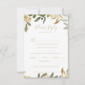 Menu Mariage de automne Gold Greenery Choice RSVP (Devant)