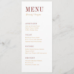 Menu Mariage de automne minimaliste de typographie mode