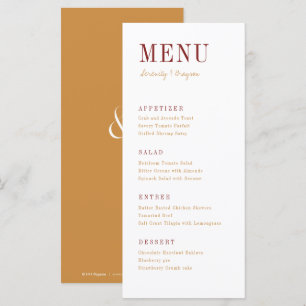 Menu Mariage de automne minimaliste de typographie mode