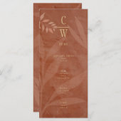 Menu Mariage de automne moderne Feuilles d'or en terre (Devant / Derrière)