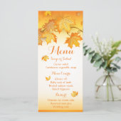Menu mariage de automne Orange Feuilles d'automne (Debout devant)