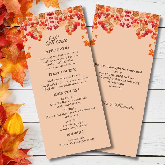 Menu Mariage de automne Rustique Automne