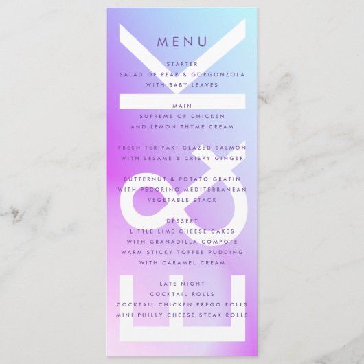 Menu Mariage de automne violet ultra moderne (Devant)