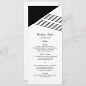 Menu Mariage de bande géométrique en noir blanc (Devant / Derrière)
