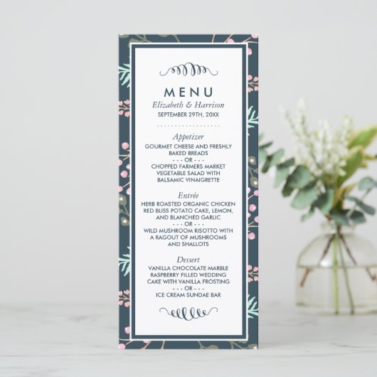 Menu Mariage de Berry Botanique Whimsical (Debout devant)