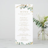 Menu Mariage de boho d'or de l'eucalyptus rustique (Debout devant)