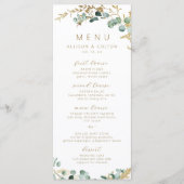 Menu Mariage de boho d'or de l'eucalyptus rustique (Devant)