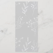 Menu Mariage de Boho Floral à Coin Blanc Argent (Dos)