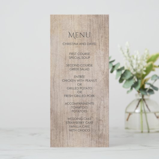 Menu Mariage de bois rustique (Debout devant)