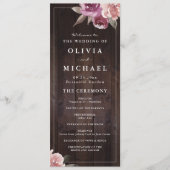 Menu Mariage de bois rustique mauve et mûrier (Devant)