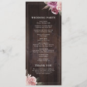 Menu Mariage de bois rustique mauve et mûrier (Dos)