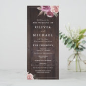 Menu Mariage de bois rustique mauve et mûrier (Debout devant)