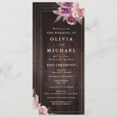 Menu Mariage de bois rustique mauve et mûrier (Devant / Derrière)