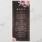Menu Mariage de bois rustique mauve et mûrier (Devant)