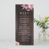 Menu Mariage de bois rustique mauve et mûrier (Debout devant)