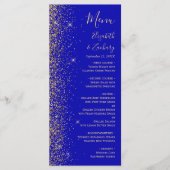 Menu Mariage de bord Royal Blue Gold Parties scintillan (Devant)