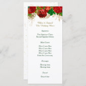 Menu Mariage de bordure Roses rouges (Devant / Derrière)