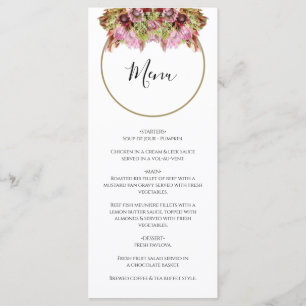 Menu Mariage de bouquet de fleurs sauvages rustiques