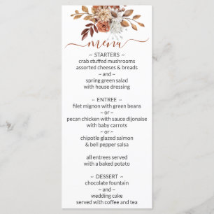 Menu Mariage de bouquet floral automne