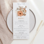 Menu Mariage de bouquet floral d'automne moderne<br><div class="desc">Mariage de bouquet floral moderne d'automne. Fleurs automnales élégantes dans les tons de terre cuite,  brun et crème et texte facile à personnaliser pour vos besoins.</div>