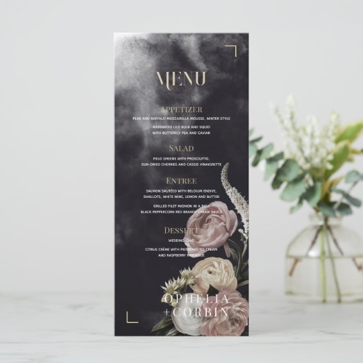 Menu Mariage de bouquet Smokey Dark Rose (Debout devant)