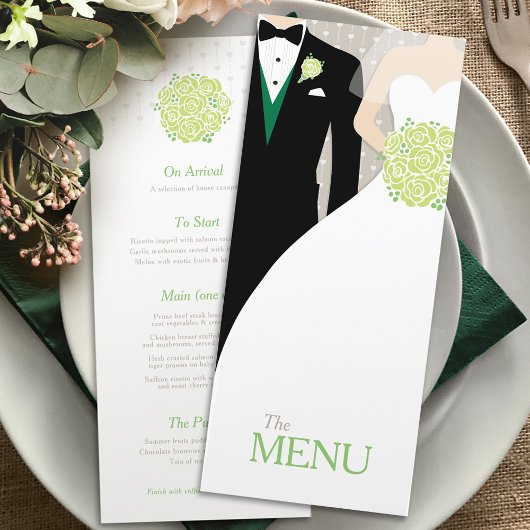 Menu mariage de bouquet vert marié et marié