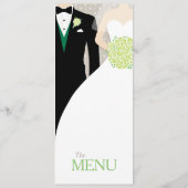 Menu mariage de bouquet vert marié et marié (Dos)