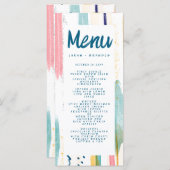 Menu Mariage de brosse coloré moderne Abstrait (Devant / Derrière)