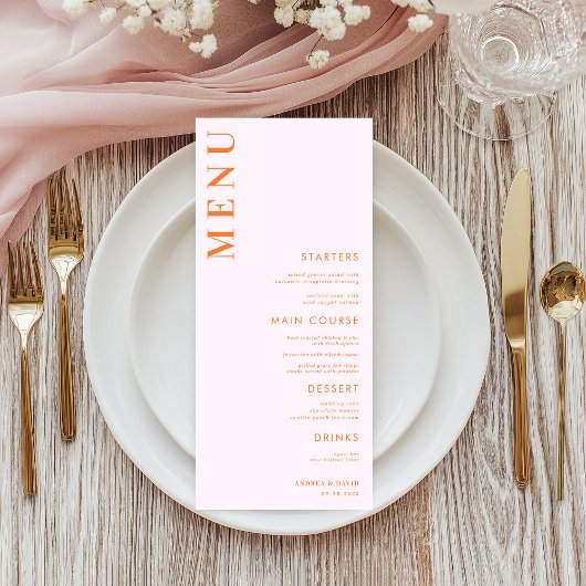 Menu Mariage de broyage d'abricot rose et orange