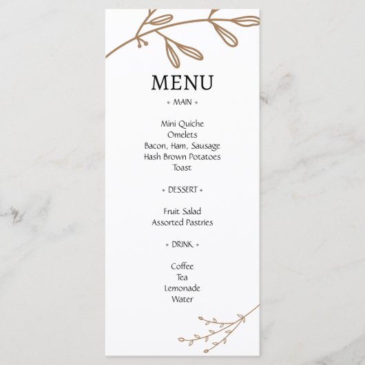 Menu Mariage de brunch de feuillage naturel classique m (Devant)