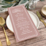 Menu Mariage de cadre à main rose florale<br><div class="desc">Ligne florale tirant motif sur arrière - plan rose. Texte blanc et cadre dessiné main.</div>