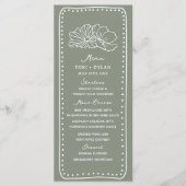 Menu Mariage de cadre à motif floral vert Sage (Devant)
