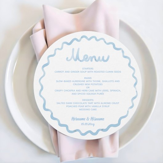 Menu Mariage de cadre blanc blanc arrondi