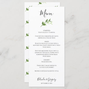 Menu Mariage de cadre Feuilles de jardin verdoyant