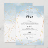 Menu Mariage de cadre géométrique bleu clair Aquarelle  (Devant / Derrière)