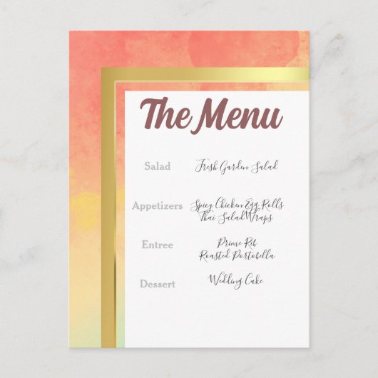Menu Mariage de cadre Gold de Rainbow Pride (Devant)