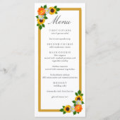 Menu Mariage de cadre or floral (Devant)