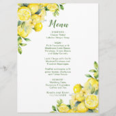 Menu Mariage de cadre vert citron italien (Devant)