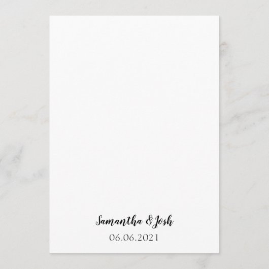 Menu Mariage de calligraphie à la bordure noire simple (Dos)