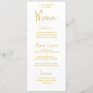 Menu Mariage de calligraphie de police de script d'or b