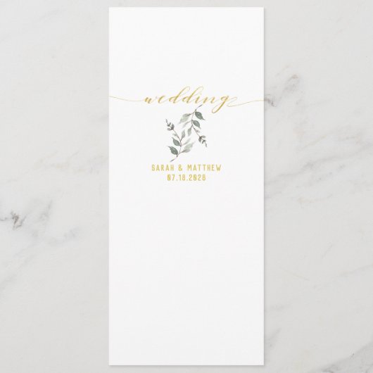 Menu Mariage de calligraphie de police de script Gold B (Dos)