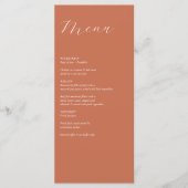 Menu Mariage de calligraphie de script élégant en terre (Devant)
