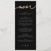 Menu Mariage de calligraphie moderne Black White Gold (Devant)